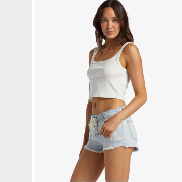 Billabong Lite Hearted Denim Shorts Women's size 28 Color Acid - Picture 2 of 4